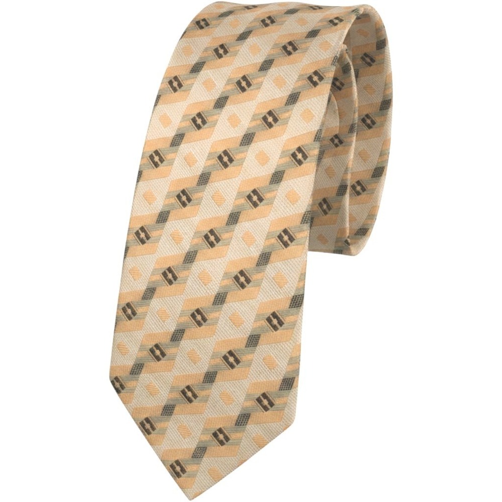 Ermenegildo Zegna Silk Geometric Tie 3.75" Peach Green Charcoal